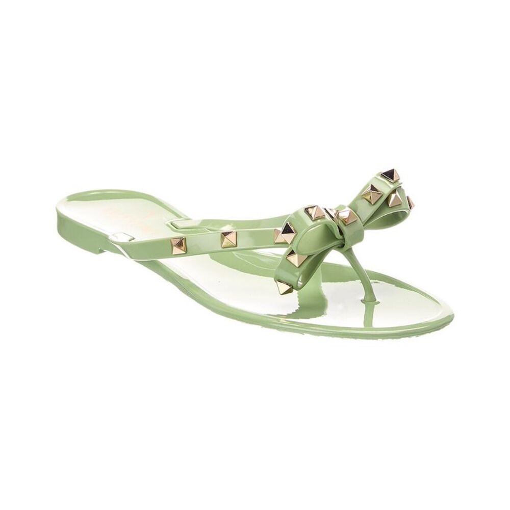 Valentino Rockstud Rubber Sandal, Green